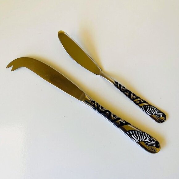 Zebra Print Luxor Stainless Steel Cheese Knife and Spreader - Picture 2 of 4